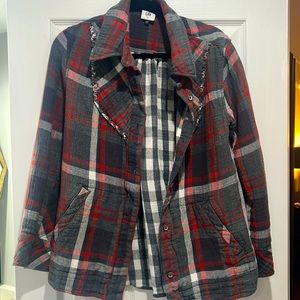 Cabi gray and red flannel jacket size medium